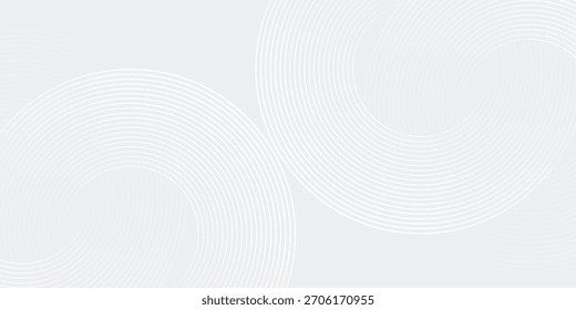 Modern white glowing geometric lines on gray background. Abstract shiny blue circle lines pattern.  design art good simple circle
