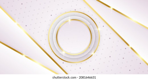 Modern white and gold abstract background. Abstract geometric shape white gold background with light and shadow 3D layered for presentation design