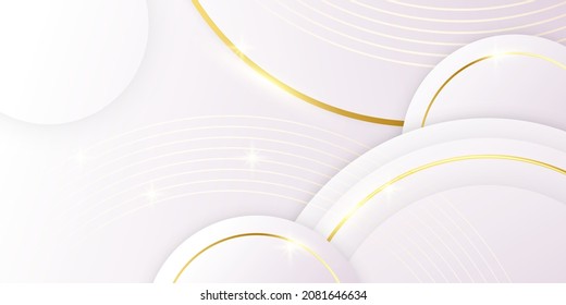 Modern white and gold abstract background. Abstract geometric shape white gold background with light and shadow 3D layered for presentation design.