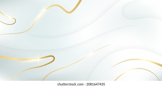 Modern white and gold abstract background. Abstract geometric shape white gold background with light and shadow 3D layered for presentation design