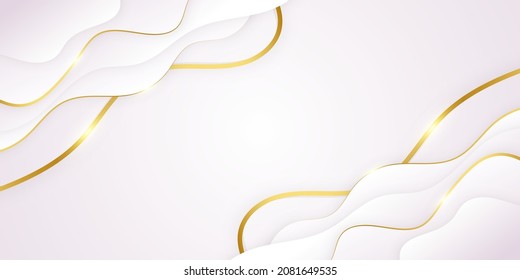 Modern white and gold abstract background. Abstract geometric shape white gold background with light and shadow 3D layered for presentation design, banner, luxury invitation