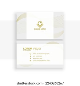 Modern white and gold color business card template design, simple visiting card vector, name card, stationary, company business card