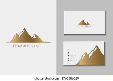 Modern white and golden travel business card design Free Vector for mountain hikes and travel companies
