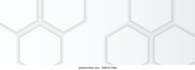 Diseño creativo con hexágonos de fondo de banner web abstracto gris blanco moderno. Plantilla de fondo de patrón de banner de diseño gráfico abstracto vectorial.
