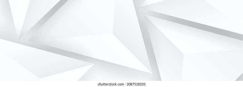 Modern white gray abstract web banner background creative design with 3D triangles. Vector abstract graphic design banner pattern background template.