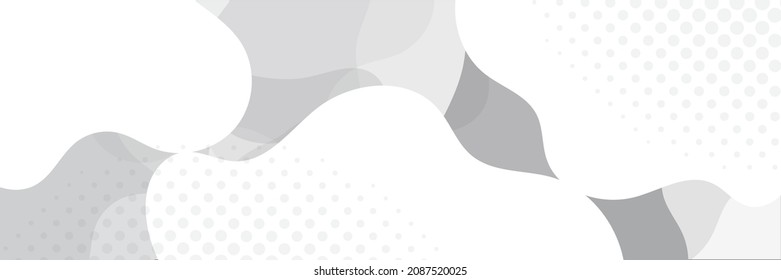 Modern white gray abstract web banner background creative design with 3D wave liquid and dots. Vector abstract graphic design banner pattern background template.