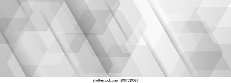 Modern white gray abstract web banner background creative design with hexagons. Vector abstract graphic design banner pattern background template.