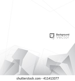 Modern white gray polygon abstract background, border design with copy space