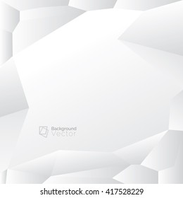 Modern white gray polygon abstract background, border design with copy space