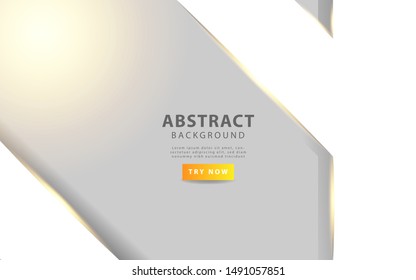 modern white and grey abstract background with golden line and  light rays. can be used in cover design, poster, flyer, book design, website backgrounds or advertising. vector illustration.