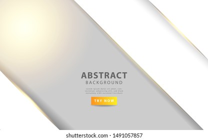 modern white and grey abstract background with golden line and  light rays. can be used in cover design, poster, flyer, book design, website backgrounds or advertising. vector illustration.