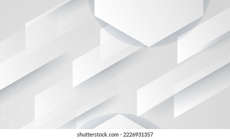 Fondo abstracto moderno en blanco y gris. Resumen de la forma geométrica fondo gris blanco con luz y sombra 3D en capas para el diseño de presentación.