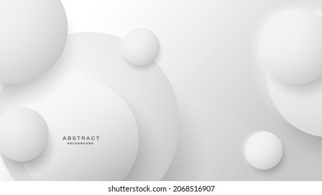 Fondo blanco y gris moderno con capa de papel de círculo 3D. 