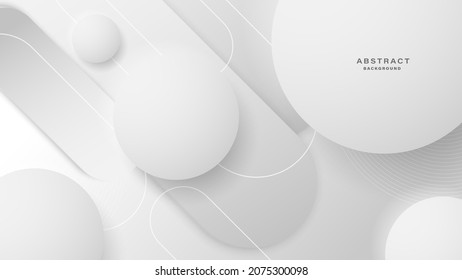 Modern white and grey background with 3D circle papercut layer