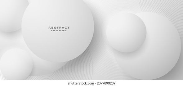 Modern White And Grey Background With 3D Circle Papercut Layer