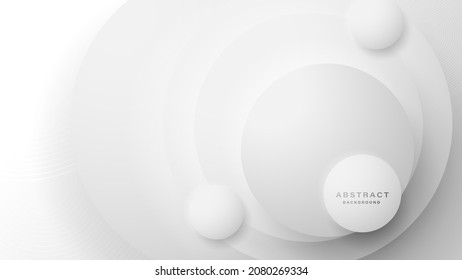 Modern white and grey background with 3D circle papercut layer