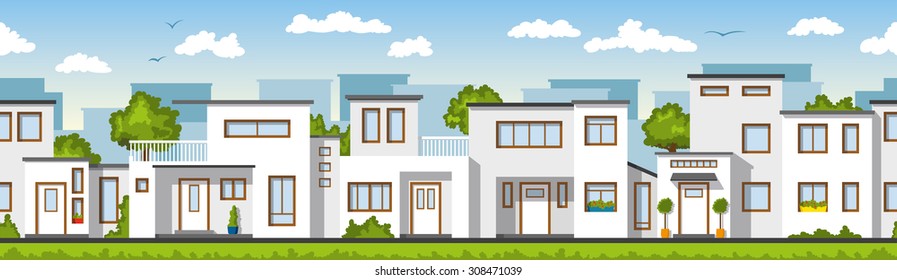 Modern white houses, also usable as a continuous background