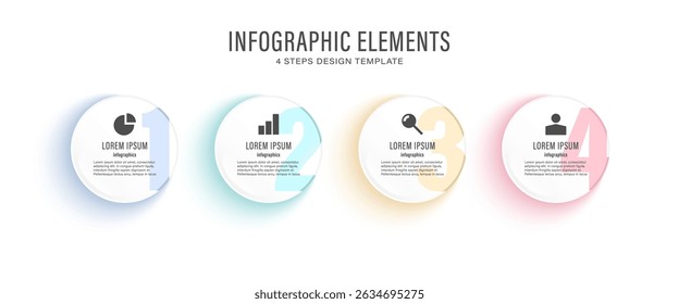 Modern white infographic design for four processes or options. Infographic with icons and space for text