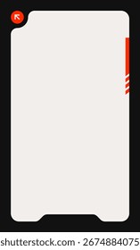 Modern White Interface Panel with Navigation Cue.  Soft UI Window with Red Accent and Black Border