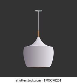 Modern white lamp isolated on gray background. Vector illustration for interior design.