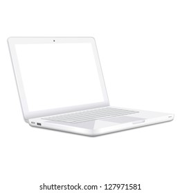  Modern White Laptop Isolated On White Background. Vector Eps10