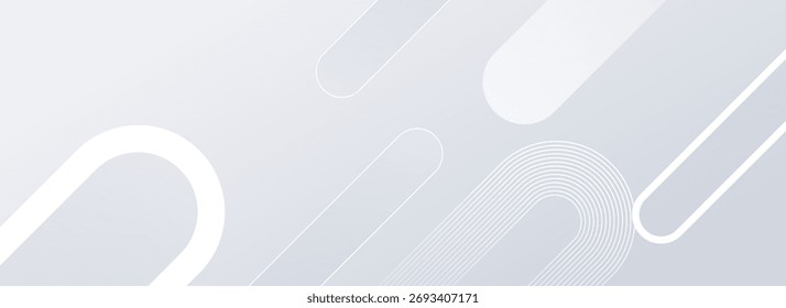 Fundo abstrato mínimo branco moderno com padrão de linhas arredondadas diagonais brilhantes. Design geométrico limpo ideal para banners, cartazes e apresentações.