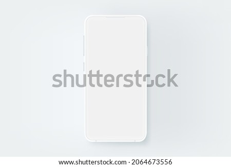 Modern white mobile phone with blank screen. Template for application design