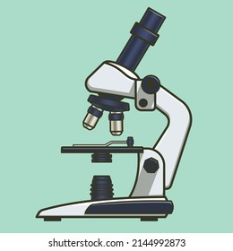 A modern white optical microscope. Illustration with vector design.