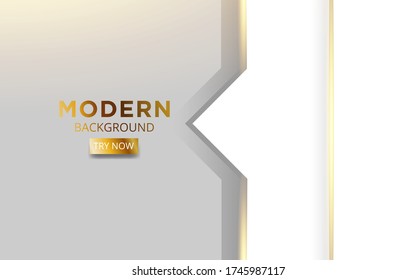 modern white overlay layers background banner design with golden lines,can be used on posters,banner,web,vector illustration.vector illustration.