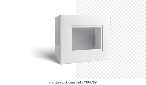 Modern White Packaging Box Transparent Window on Isolated Background. Sleek and stylish white packaging box featuring clear transparent window, perfect for showcasing products, isolated background