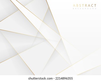 modern white paper cut texture abstract background with luxury gold outline