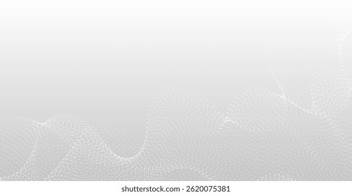 Fondo de onda de partículas blancas modernas. Fondo de pantalla de Tecnología. Ilustración vectorial. Anuncio Abstractas de Negocios. Futurista