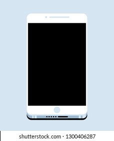 Modern white phone with empty black screen.