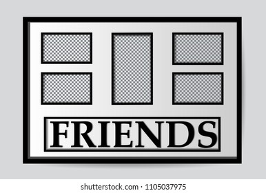 Modern white picture frames mock up. Empty simple vector framing for presentation your illustrations, drawings, paintings, posters or photos.Best friends forever. Vector greeting card