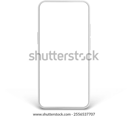Modern white smartphone featuring a blank screen, providing ample copy space for displaying mobile apps or website designs. Perfect for showcasing digital innovation and user interface concepts