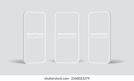 Modern White Smartphone and Mobile Phone Mockup for Presentations, Infographics, and App Displays - Perfect for Flyers, Banners, Brochures, and Posters. Vector.