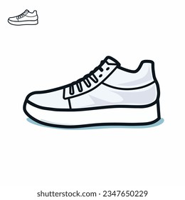 Modern white sneaker vector illustration icon. Shoe icon.