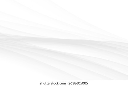 Modern white and subtle gray abstract background features flowing curved lines and smooth gradients.