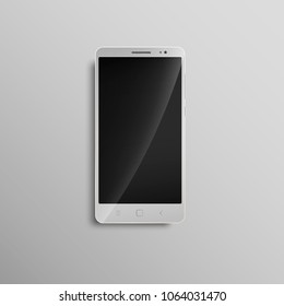 Modern white touchscreen cellphone. Can use for printing, website, presentation element.