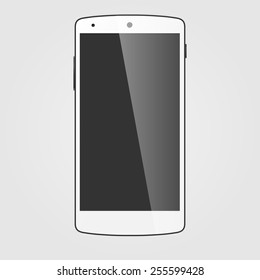 Modern white touchscreen cellphone. Tablet smartphone isolated on white background. Vector template