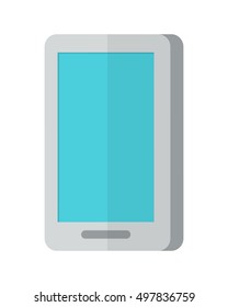 Modern white touchscreen cellphone tablet smartphone isolated on white background. Empty screen in flat style