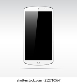 Modern white touchscreen phone smartphone tablet isolated on light background.  Empty screen