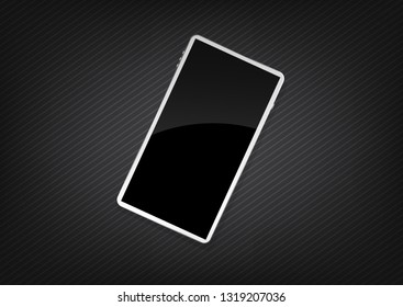 Modern white touchscreen smartphone tablet smart phone isolated on light background. Blank screen - vector graphics
