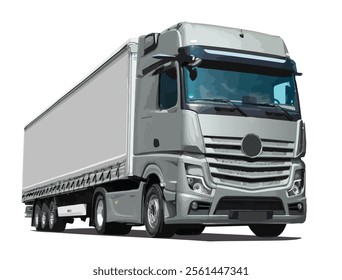 modern white truck art auto realistic new design box cargo sell car big large poster banner logo sign icon symbol identity power road work man driver work front side view vector template white motor
