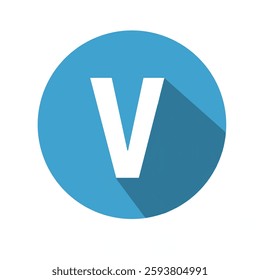 Modern White V on Circular Blue Background