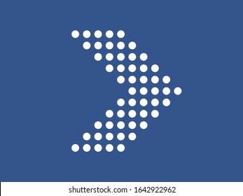 Modern white vector arrow isolated on blue. Vector illustration