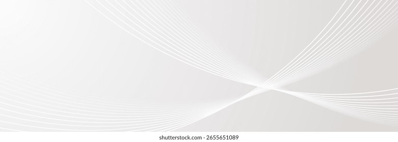 Plano de fundo moderno da linha de onda branca. Banner da tecnologia. Ilustração de vetor. Papel de Parede de Negócios Abstrato