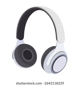 Modern white wireless headphones vector illustration