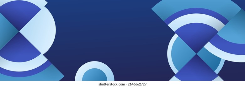Modern wide banner background for social media cover design, presentation background, tech banner dark blue