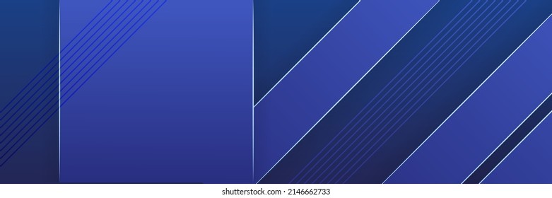 Modern wide banner background for social media cover design, presentation background, tech banner dark blue